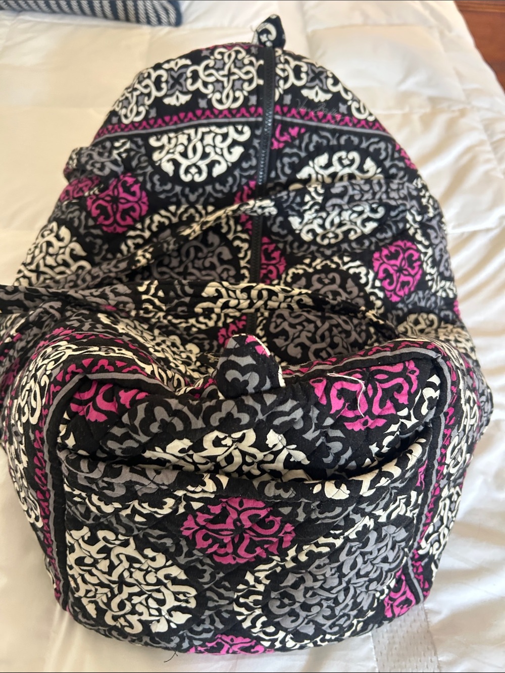 Vera Bradley Black, White & Pink Large Original Duffel Bag